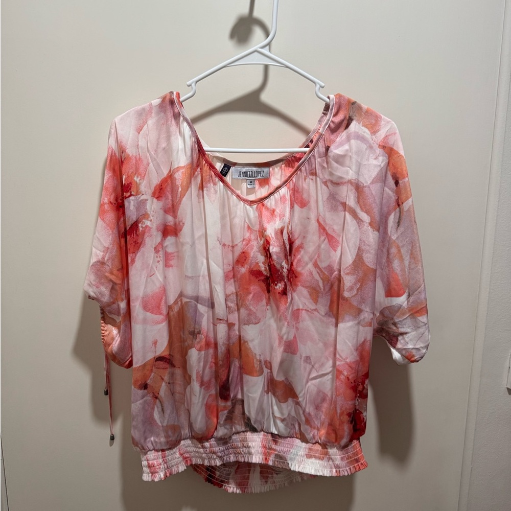 Jennifer Lopez Pink and Orange Blouse